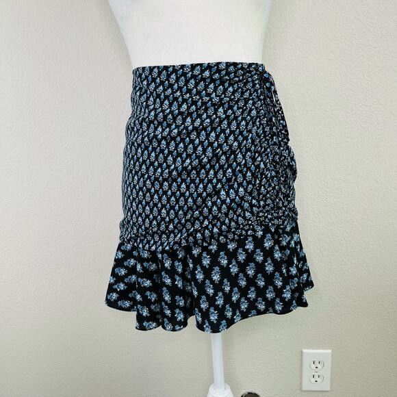 Veronica Beard Violet Silk Blend Ruched Floral Tie Mini Skirt Black 6/Small NWOT - Picture 15 of 15